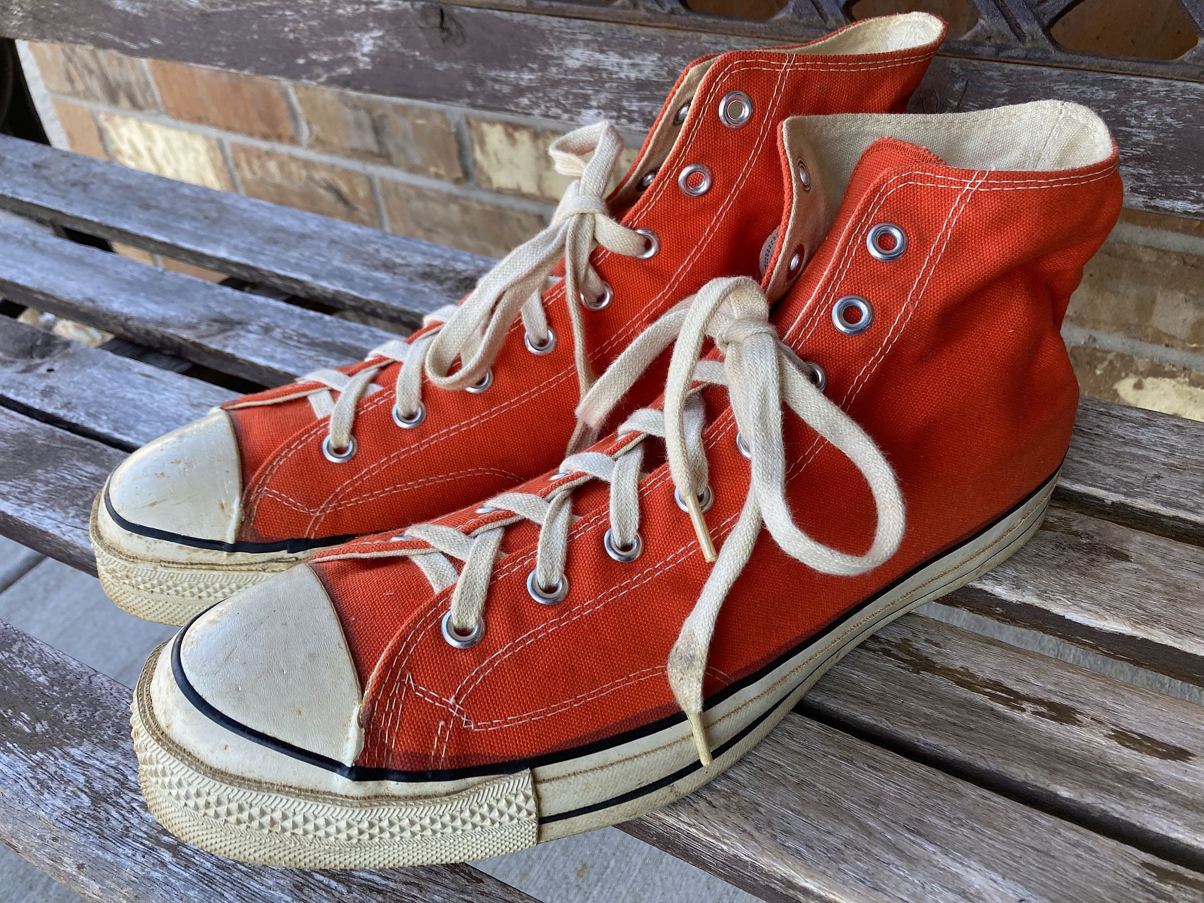 US 13.5 Converse All Star Chuck Taylor Hi Top Made in USA Orange