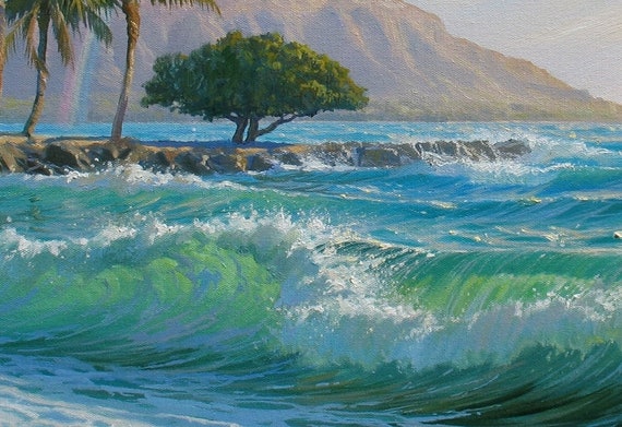 ハワイのダイヤモンドヘッドの絵画：アレクサンダー・シェンデロフ