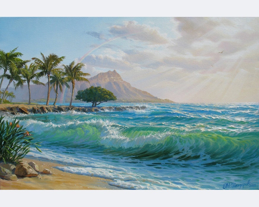 ハワイのダイヤモンドヘッドの絵画：アレクサンダー・シェンデロフ