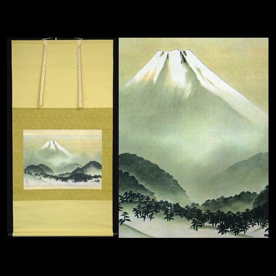 複製 掛軸 共箱付 横山大観 『名品 霊峰富士図』 絹本 掛け軸 - Etsy 日本