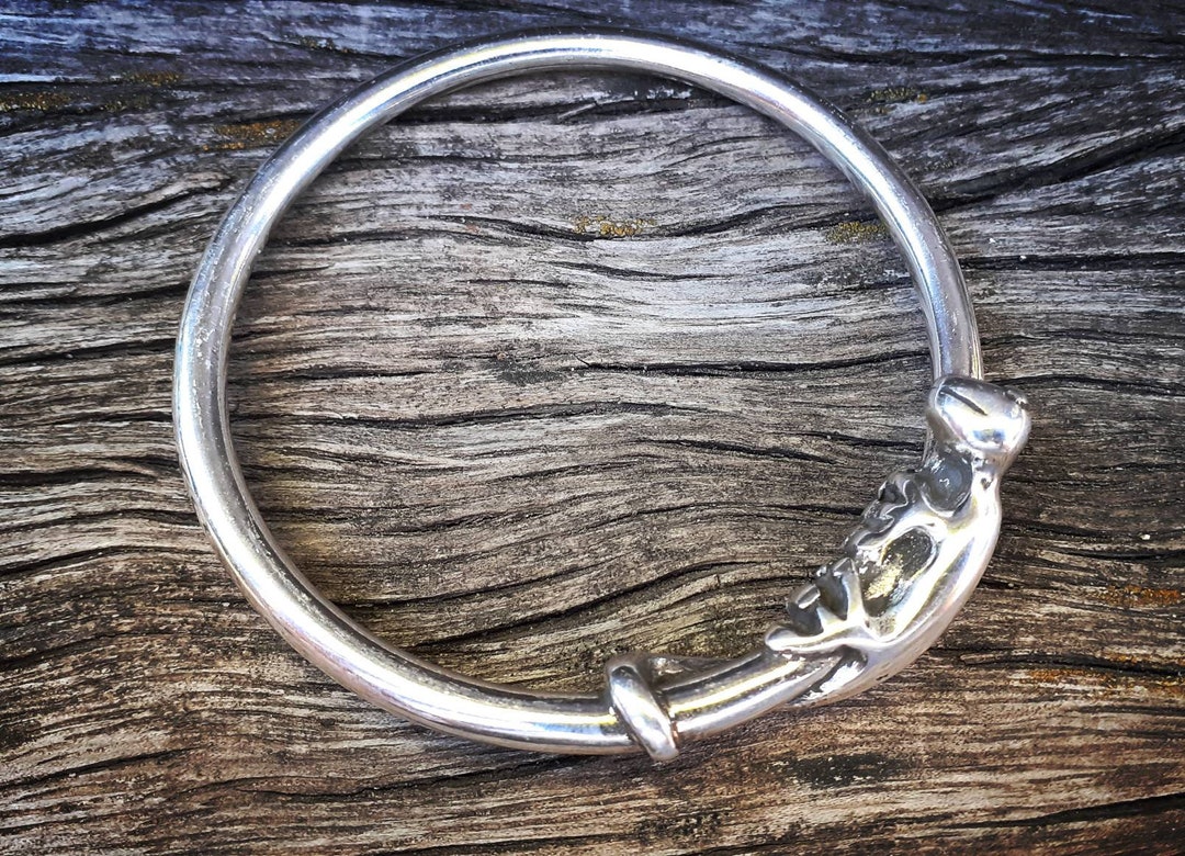 シルバーサラマンダーブレスレット、シルバーネイルブレスレット、大胆