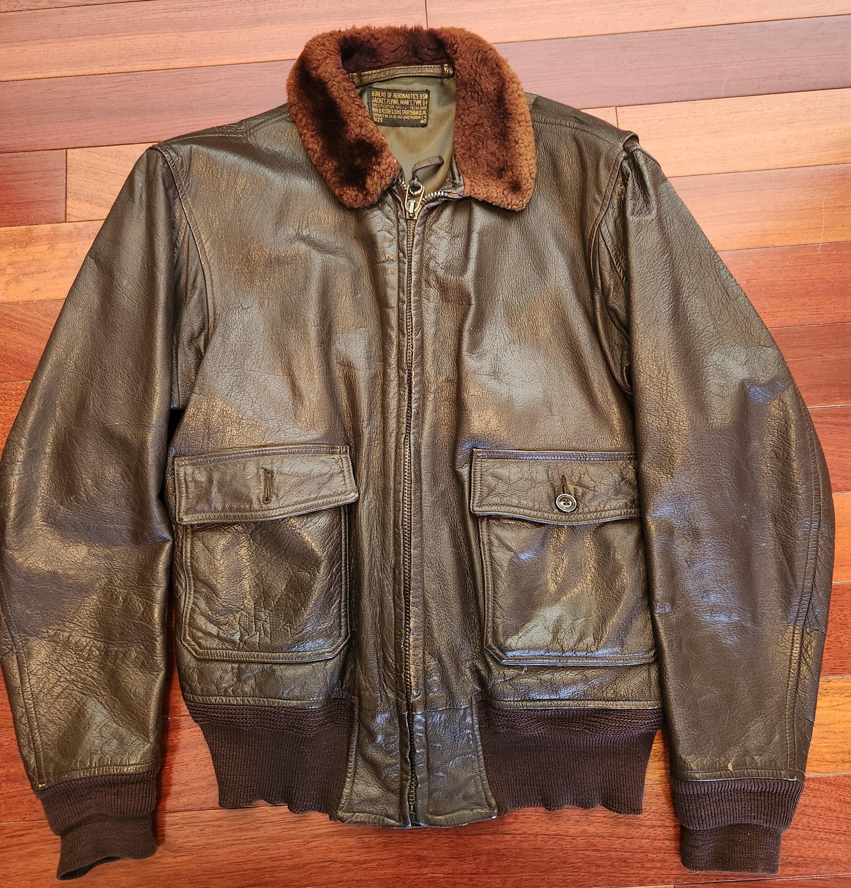 Vintage 60s US Navy G-1 Goatskin Leather Flight Jacket - Size 40