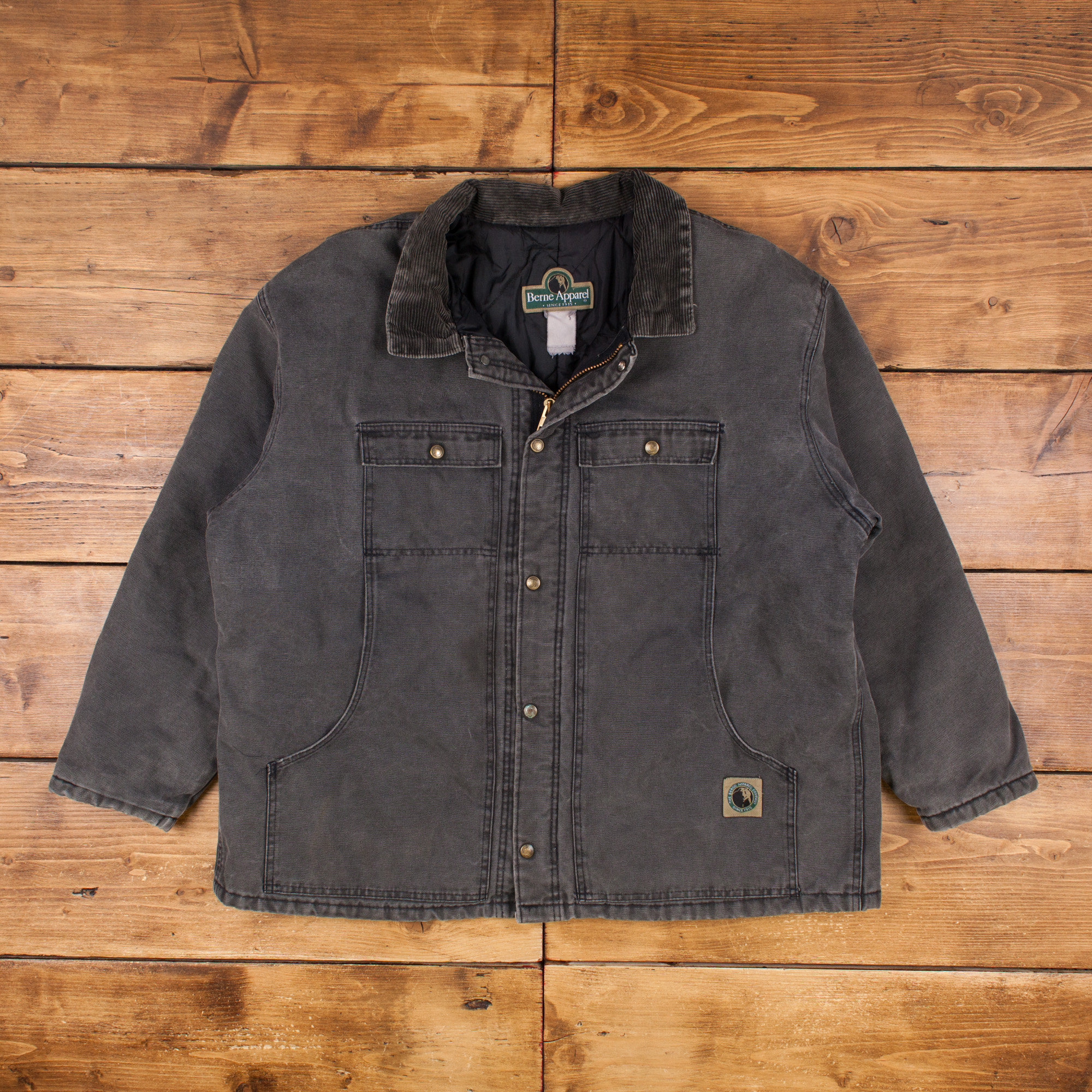 Vintage Berne Apparel Workwear Jacket 2XL Arctic Canvas Grey Zip