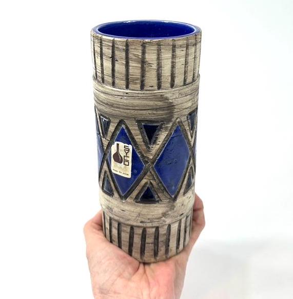 スカンジナビア陶器の花瓶、青い幾何学模様 – Siv Jacob Syco - Etsy 日本
