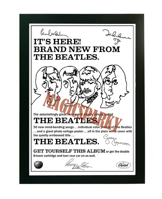 ビートルズ レア ホワイト アルバム ポスター レプリカ サイン入り