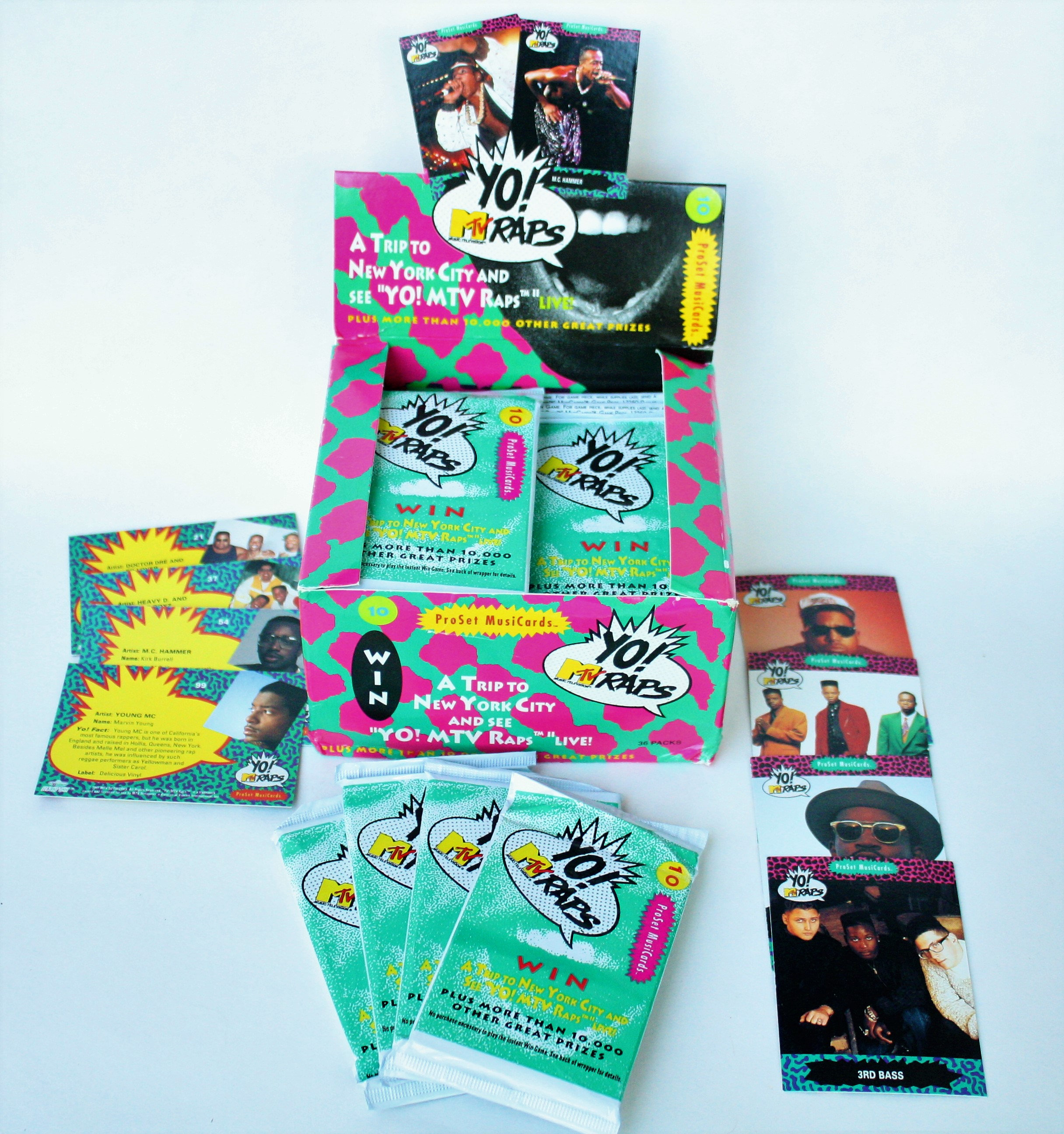 Yo MTV Raps Trading Cards, 1991 Unopened Packs, Hip Hop