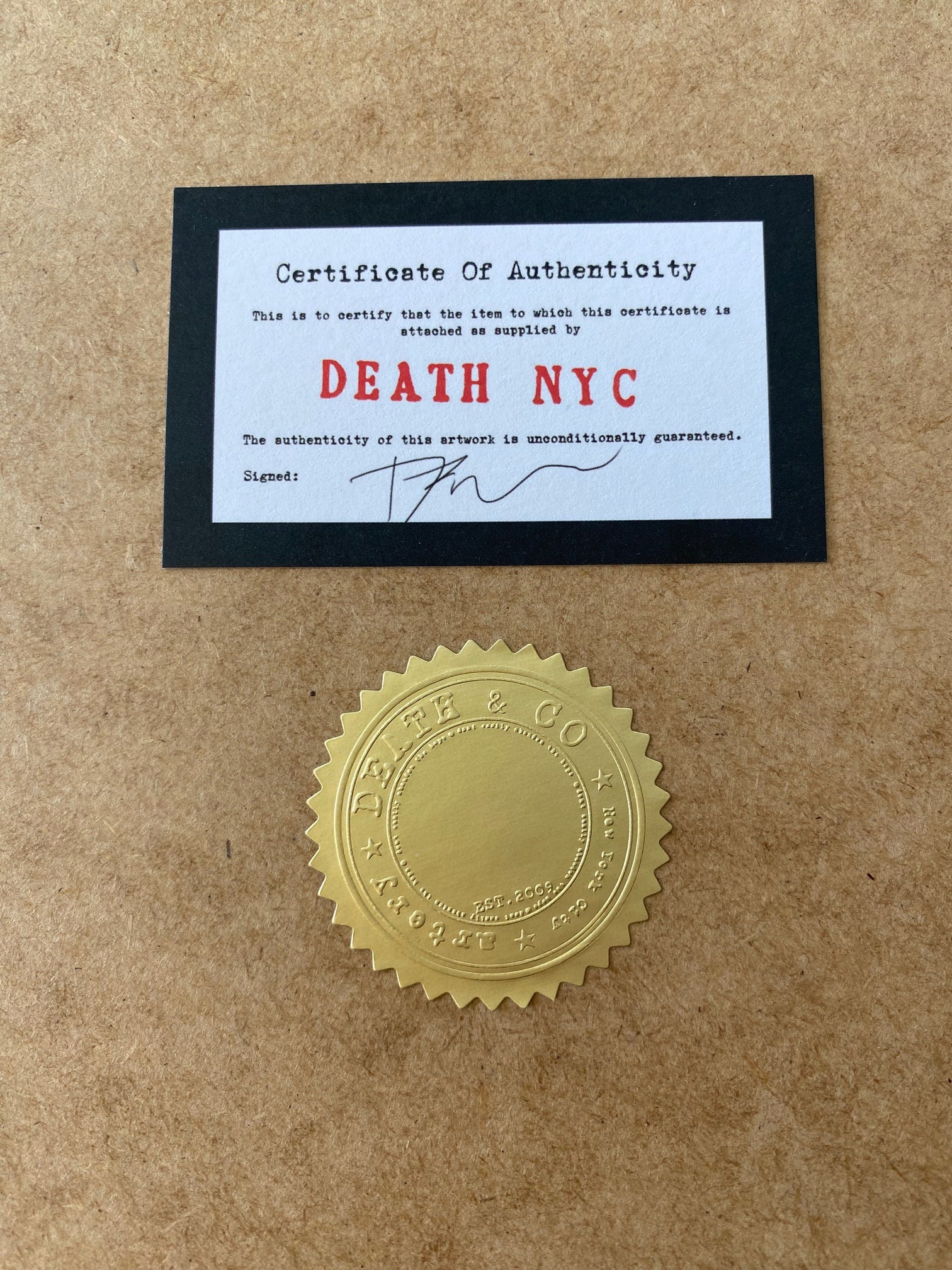 DEATH NYC Hand Signed Street Art Print Large Framed 16x20in With