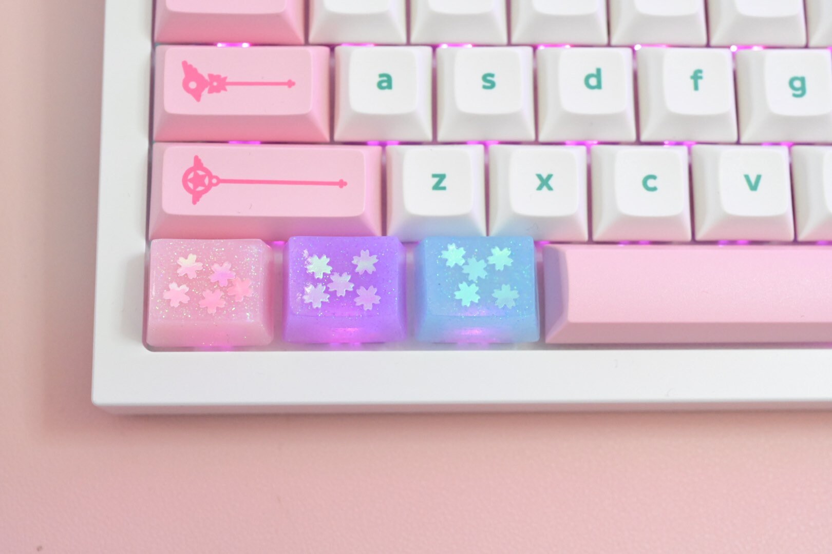 Kawaii Sakura Artisan Keycap, Pink Pastel Blue, Handmade Resin - Etsy