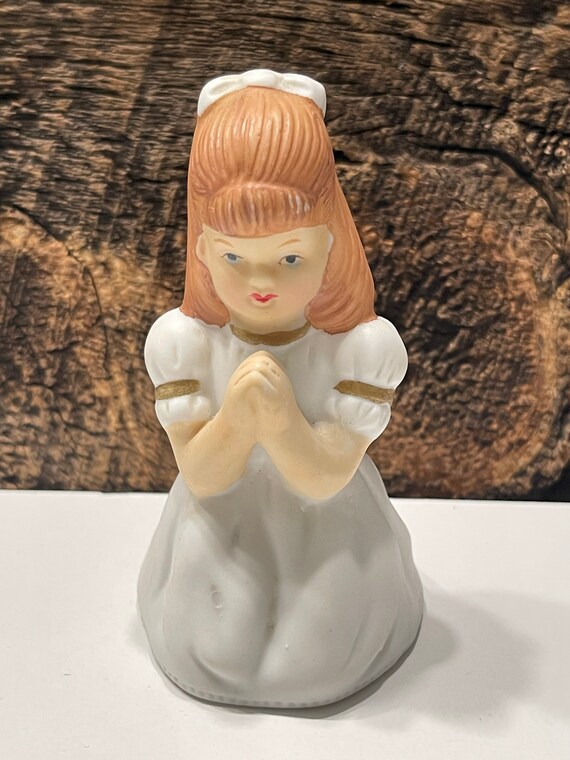 ヴィンテージ磁器の少女像：初聖体拝領の祈りの贈り物 - Etsy 日本