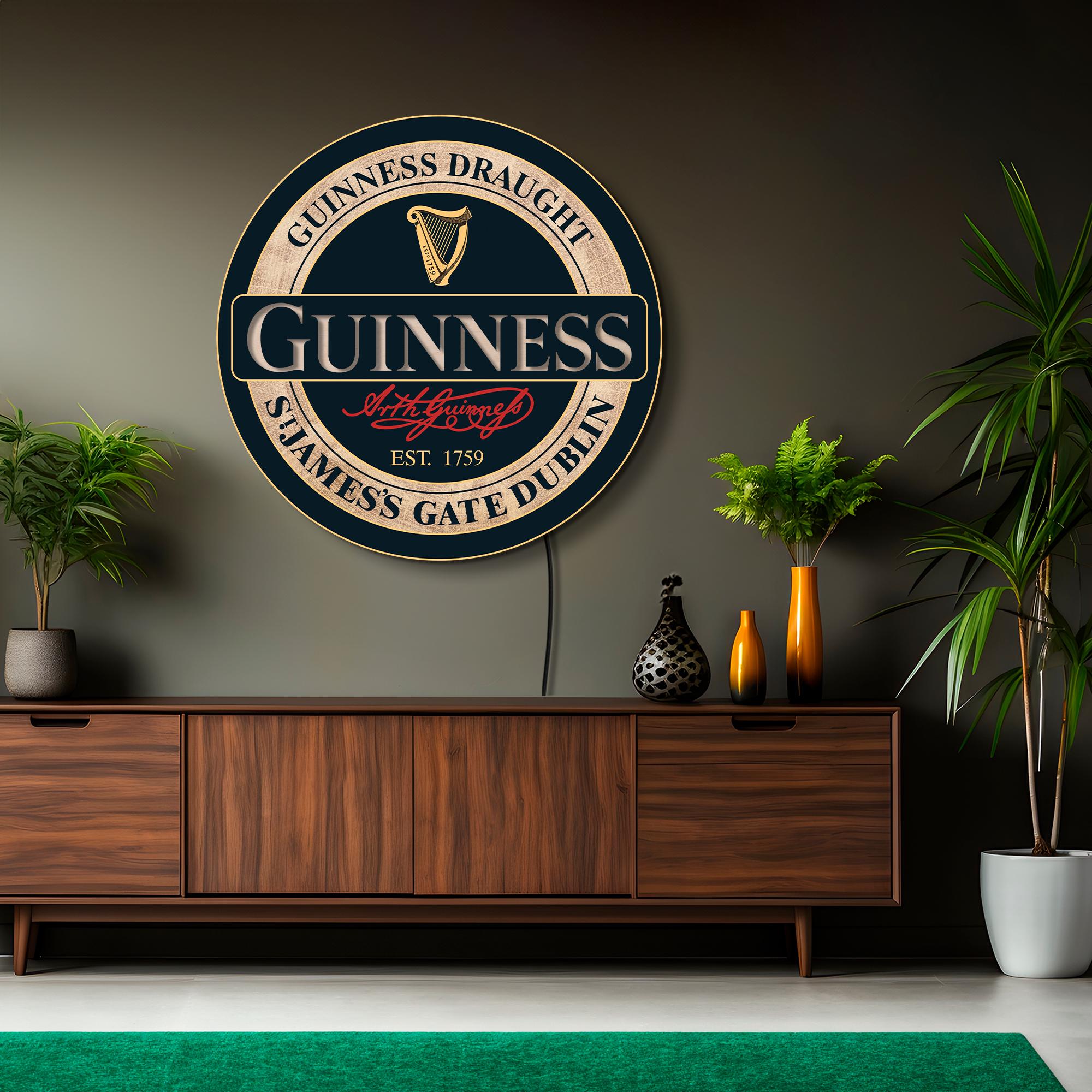 Guinness Beer Led, Guinness Neon Sign, Guinness Logo Decor