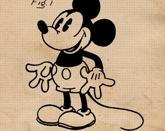 クラシックなミッキーマウス特許プリント、フレームなし写真4枚