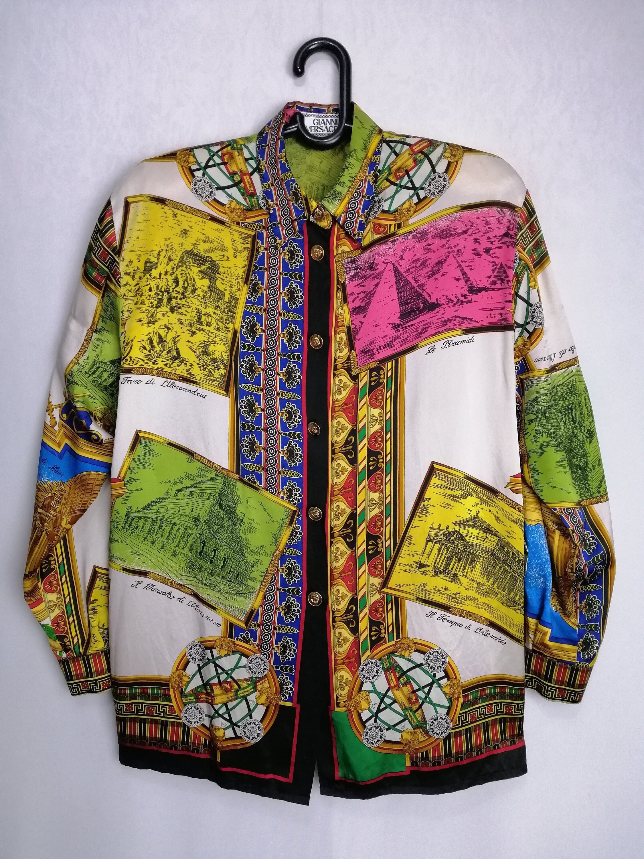GIANNI VERSACE Silk Shirt, SS 1993 Versace Blouse, Baroque Print