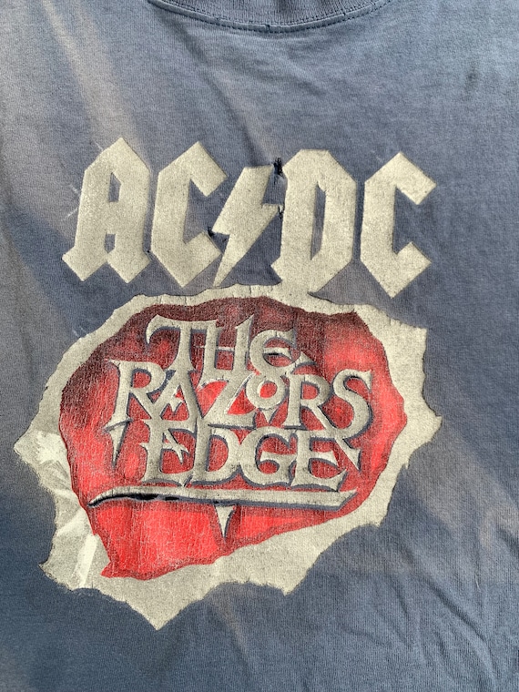 Vintage 90s Ac/dc the Razors Edge Tour Distressed T-shirt Size XL