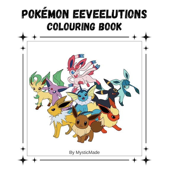 ポケモン イーブイ進化形 - 子供向けぬり絵12ページ - デジタル