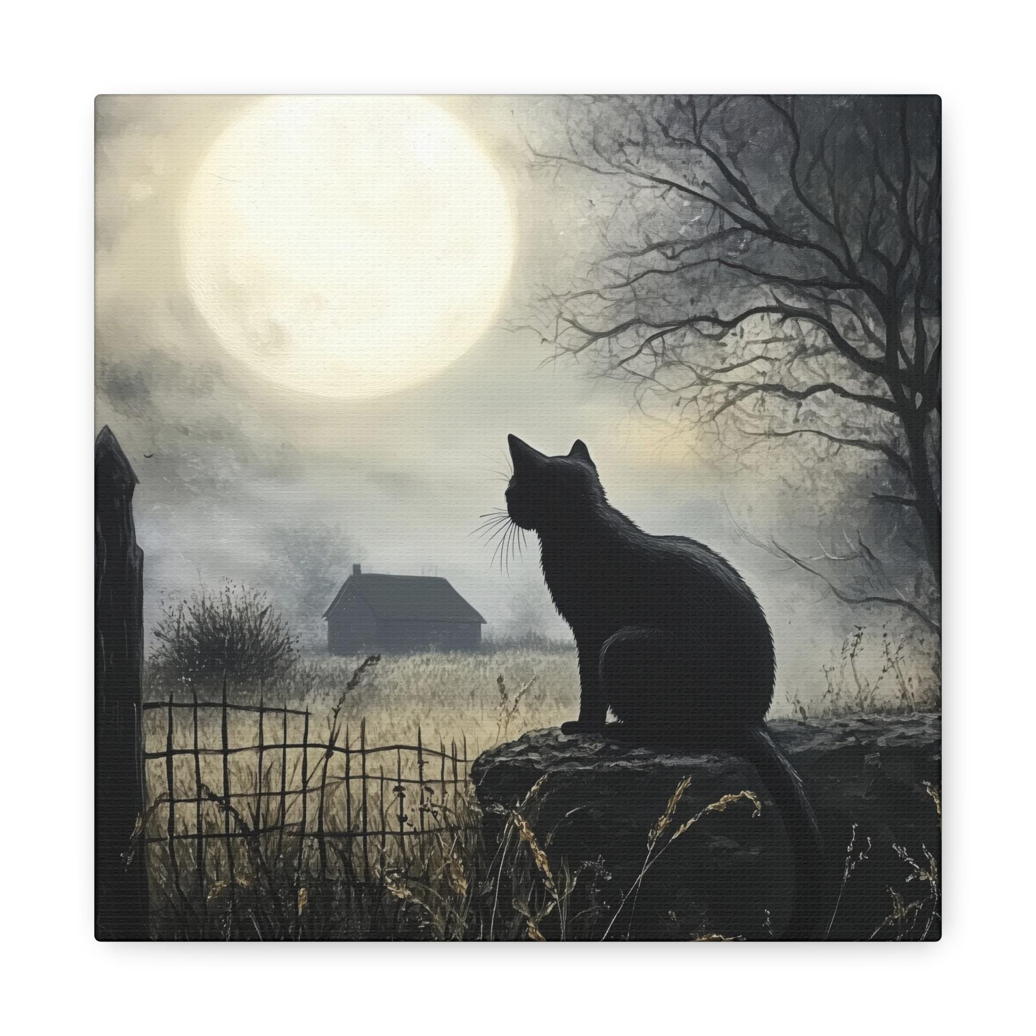 黒猫の壁アート ハロウィン装飾 ゴシックアート ダークアカデミア 幽霊