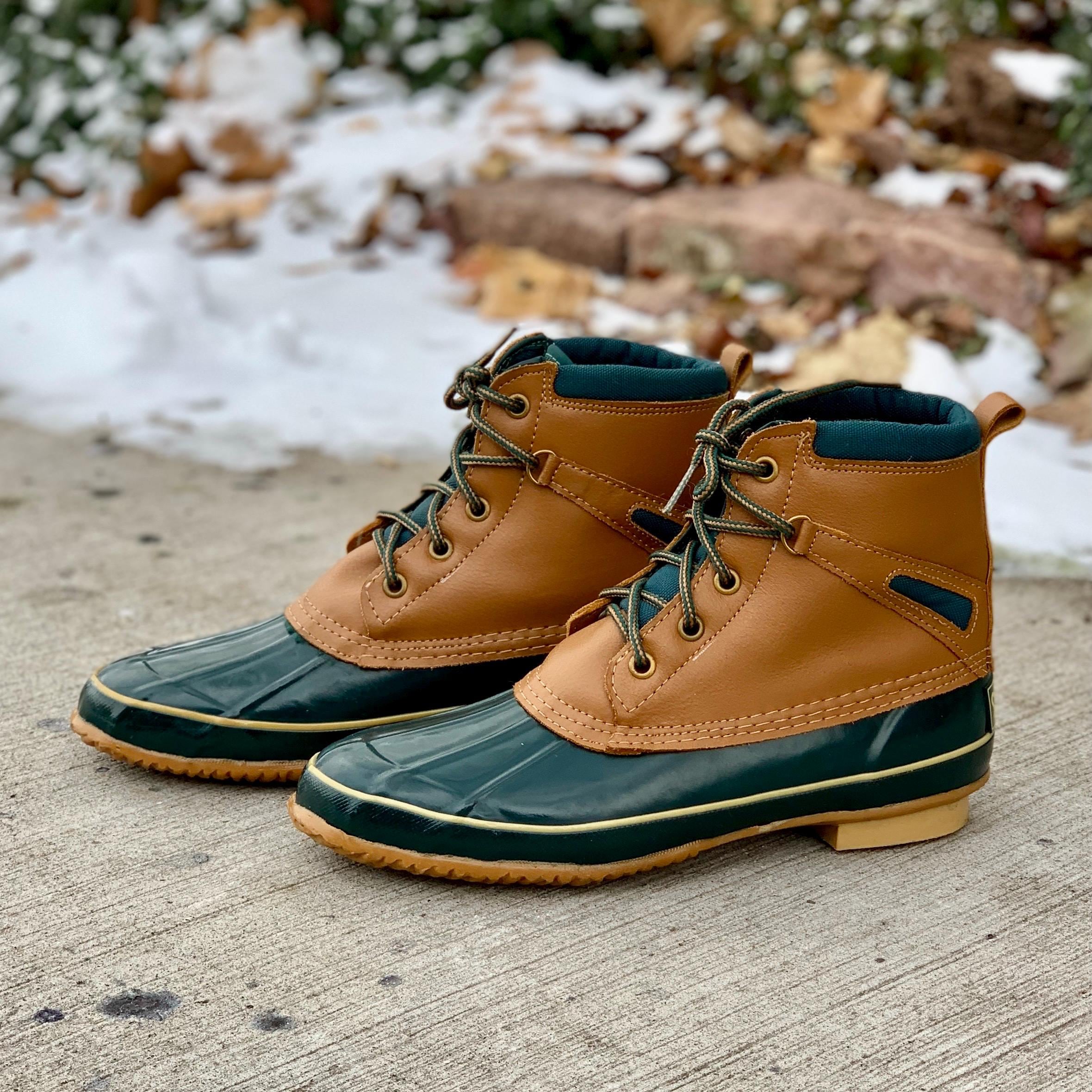 Vintage 80s 90s Sporto Forest Green Lace-up Rain Snow Ankle Boots