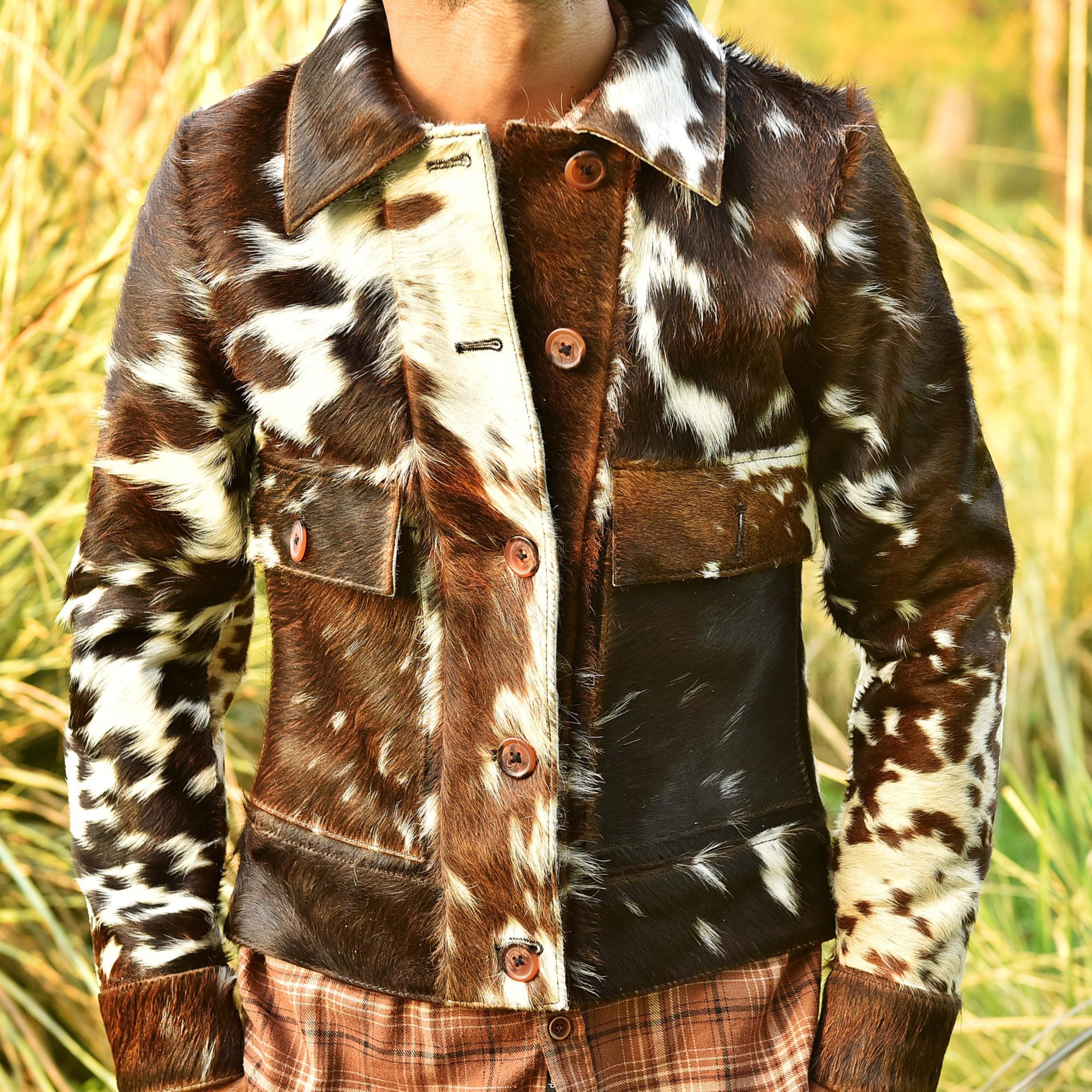 Men's Cowhide Leather Jacket – Real Hair-on Pony Skin Western