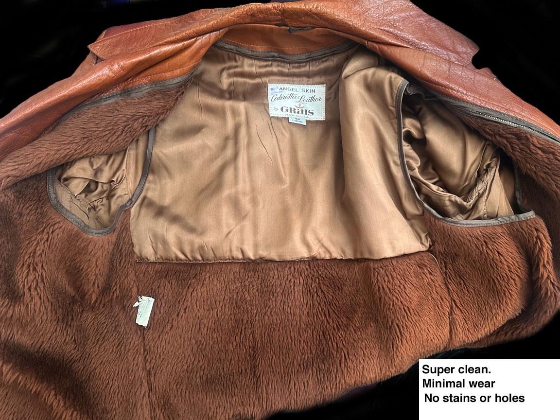 Angel Skin by Grais Leather Jacket Coat 1970's Vintage Tan Brown