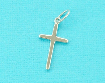スターリングシルバークロスペンダント：925チャーム（15 x 8 mm