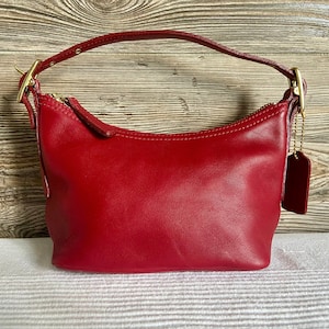 Vintage COACH Legacy West 9844 Red Leather Small Hobo Shoulder Bag