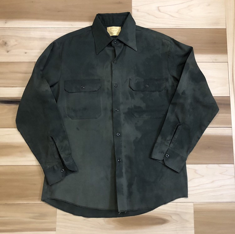 Distressed 1970s Sears Perma Prest Shirt Natural dye