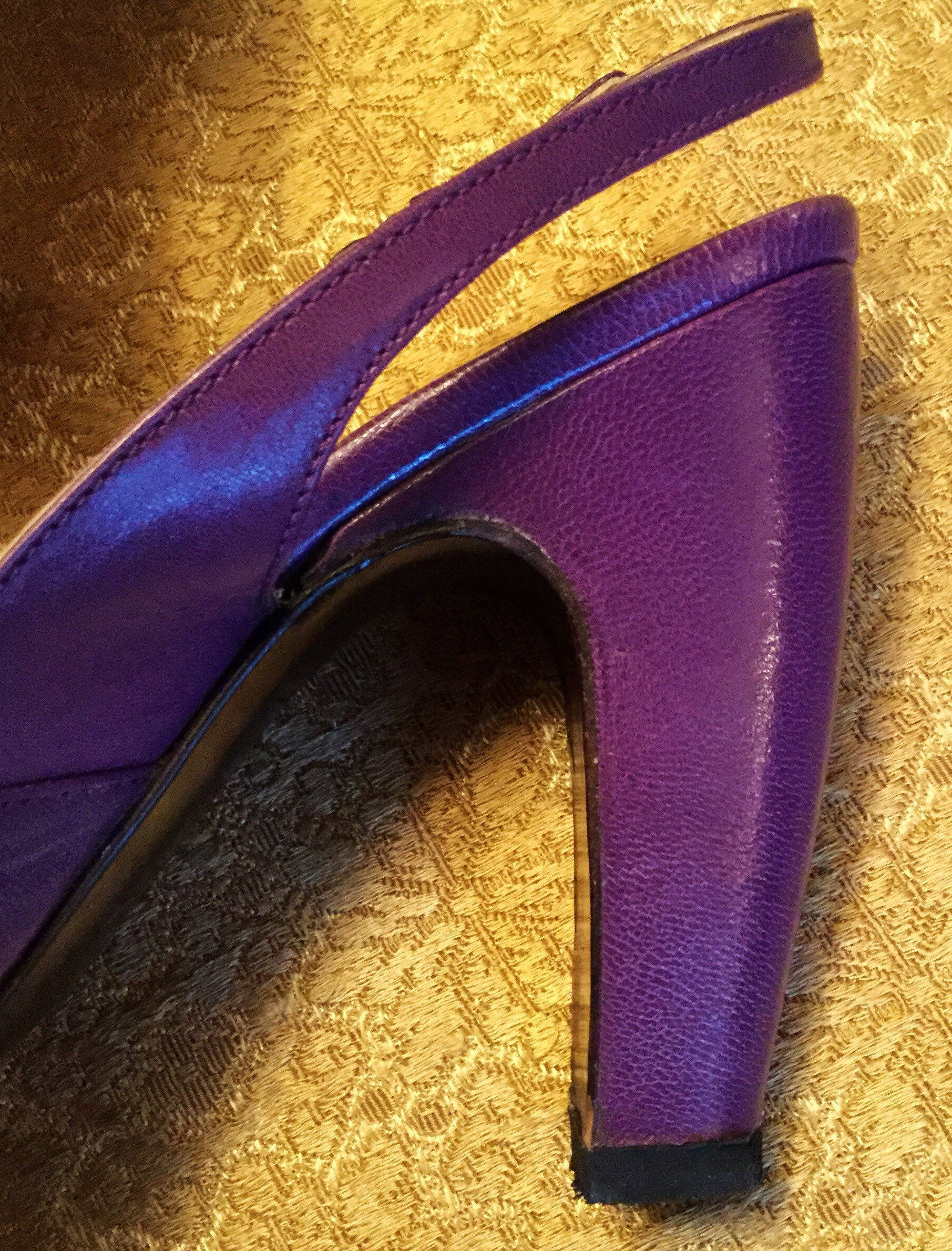 Vintage 90s Miu Miu Purple Leather Shoes With Peep Toes Size 39 1