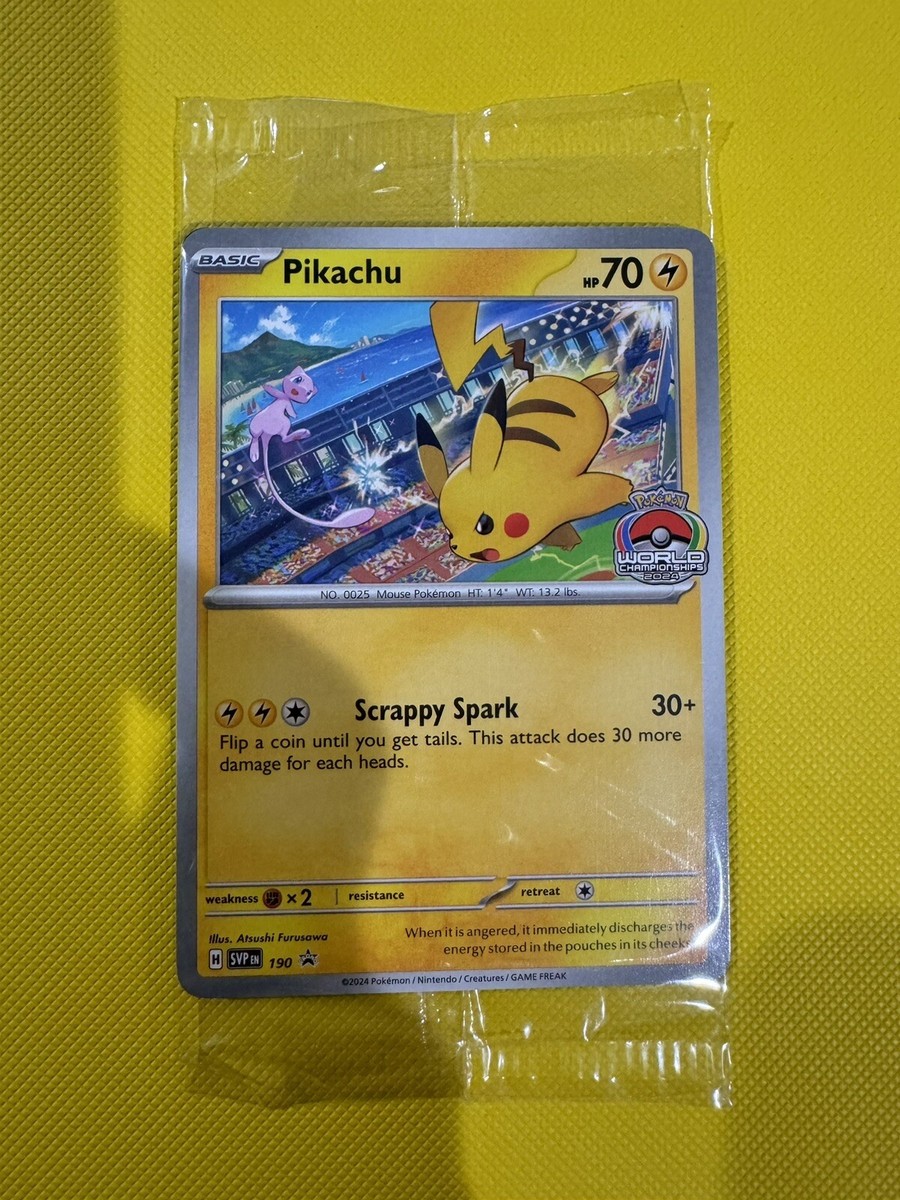 Pokémon TCG - Pikachu 2024 World Championships SEALED PROMO IN
