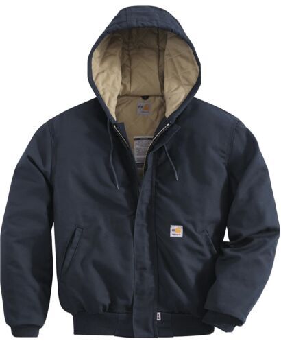 Vintage 90s Carhartt J68 BRK Canvas Hooded Work Red Jacket Quilted