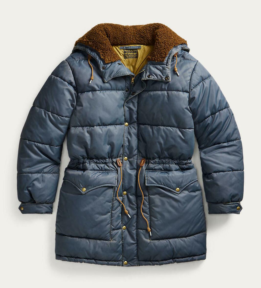Ralph Lauren RRL Blue Coated Twill Down Alternative Parka Jacket