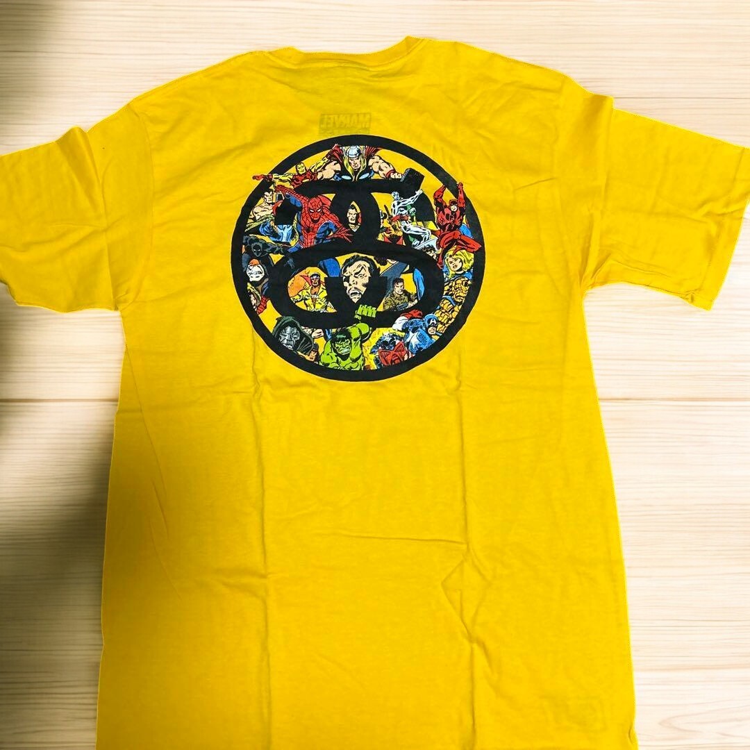 STUSSY X MARVEL Graphic T-Shirt April 9, 2011 Size M Yellow