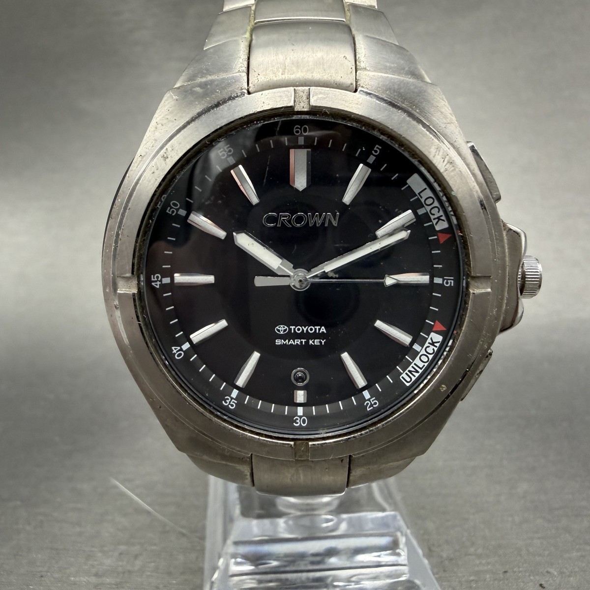 Toyota Crown Smart Key Watch Men 42mm Black Dial Titanium Solar