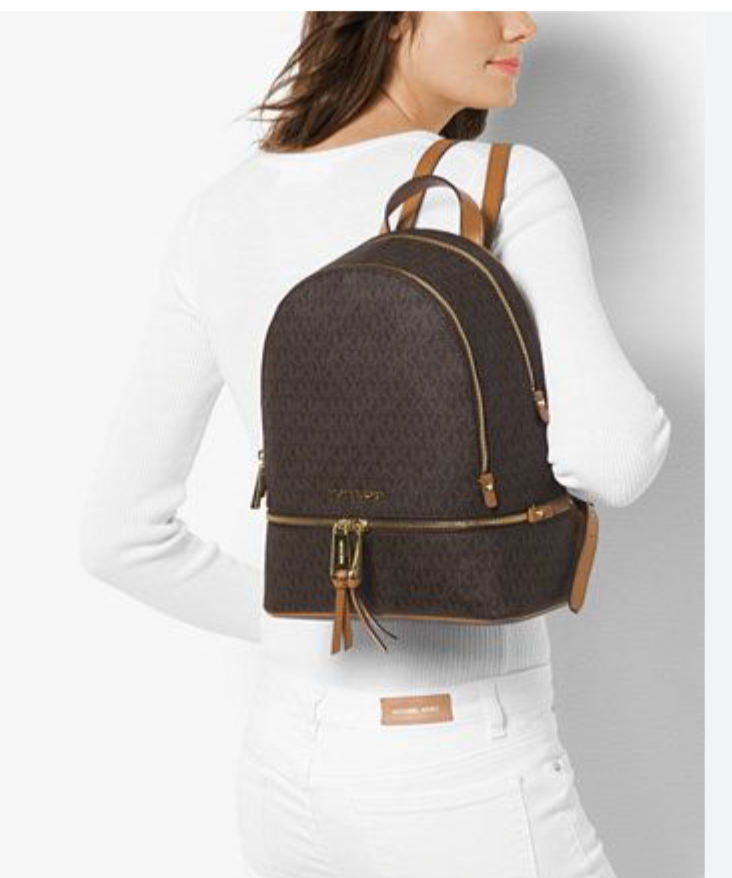 Michael Kors Signature Medium Rhea Zip Backpack in Musk Multi MSRP