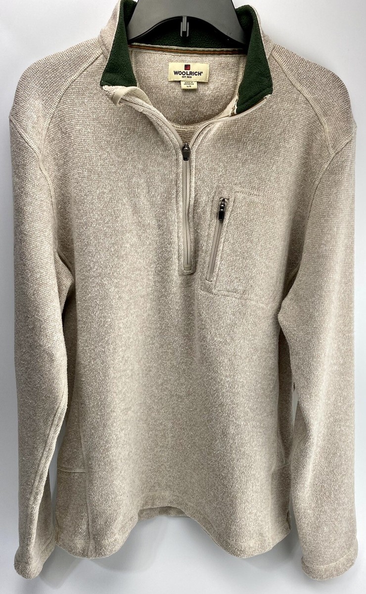 Vintage Woolrich Men's Large Tan 1/4 Zip Pullover Jacket Long