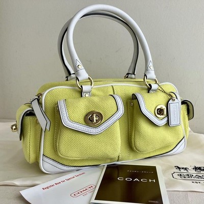 Coach Vintage y2k Rare Gallery Satchel Cotton Twill Lime with