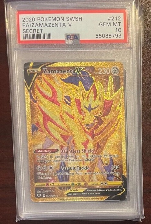 2020 Pokemon Sword & Shield Legendary Zamazenta V Gold Secret 212