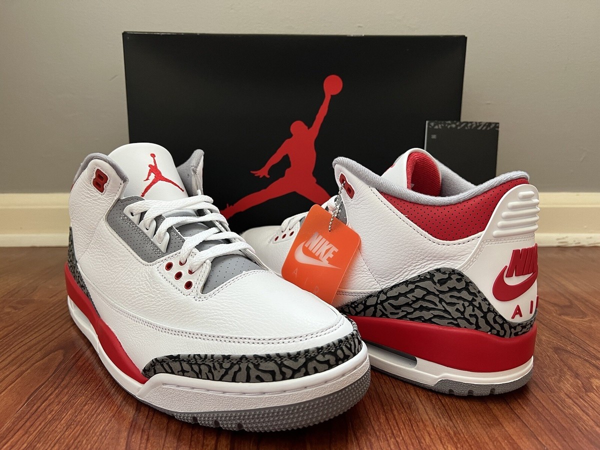 Air Jordan 3 Retro “Fire Red” White/Fire Red/Black - Size 12 - New