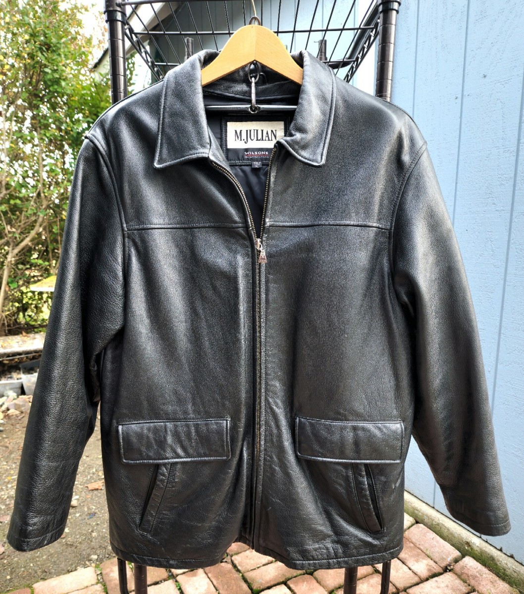 Wilsons Leather M Julian Black Leather Jacket Zip-Up Y2K Men's