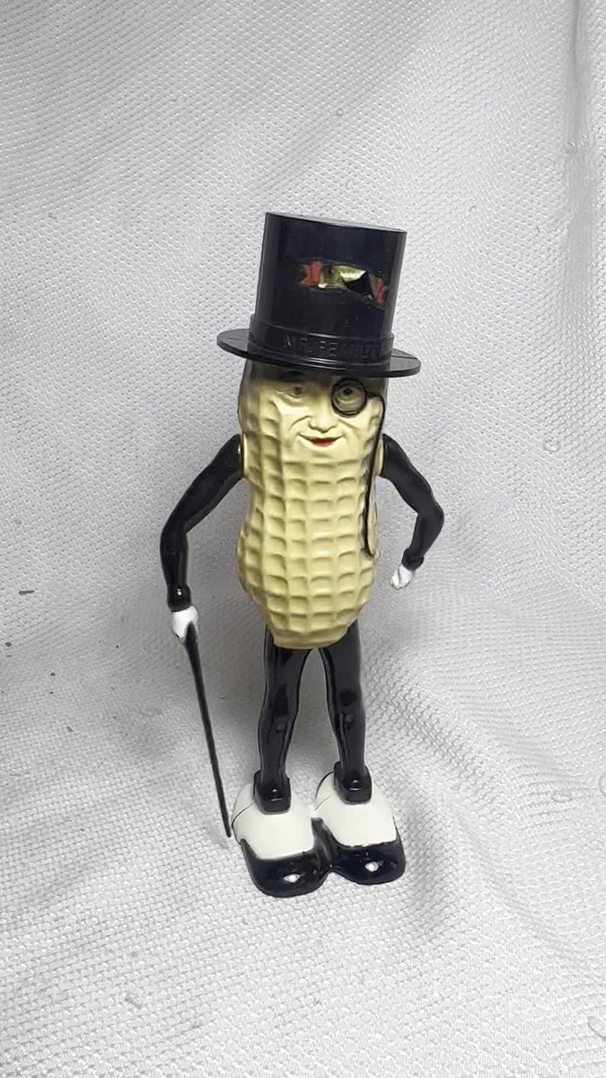Vtg Working Planters Nuts Mr. Peanut Walking Man Wind Up Toy With