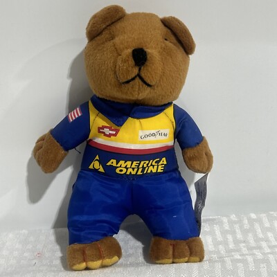 Vintage JEFF GREEN Nascar 1990s Bear #30 Plush 7” AOL America