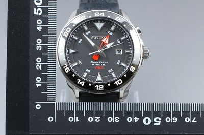 Near MINT] SEIKO Sportura Kinetic GMT 5M85-0AA0 Black Dial Men