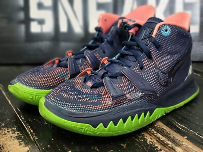 Nike Kyrie 7 Navy Blue/Lime Green/Orange Basketball Shoes CQ9326