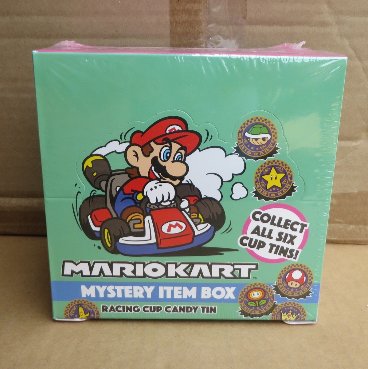 MARIO KART MYSTERY ITEM BOX NEW Racing Cup Candy Tin Collectible
