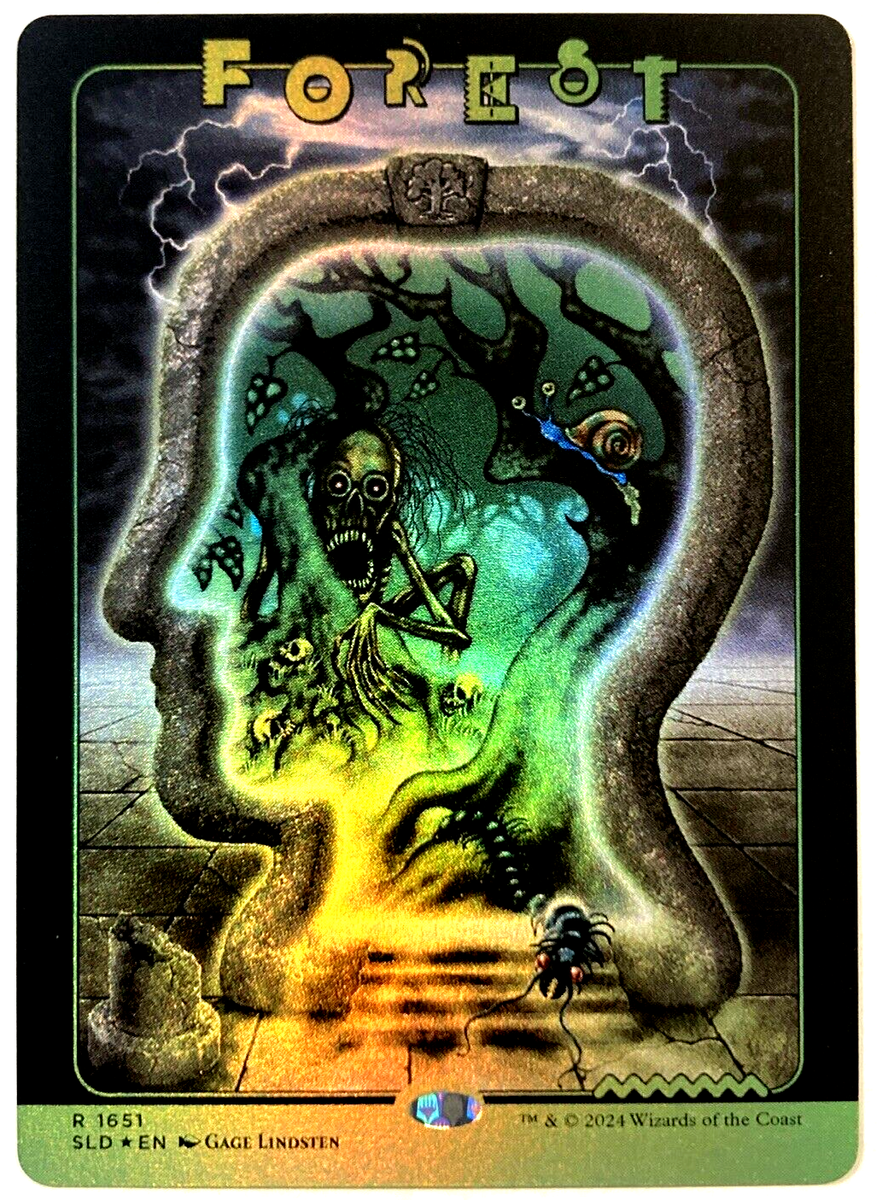 MTG Forest RAINBOW FOIL Secret Lair Brain Dead 1651 NM | eBay