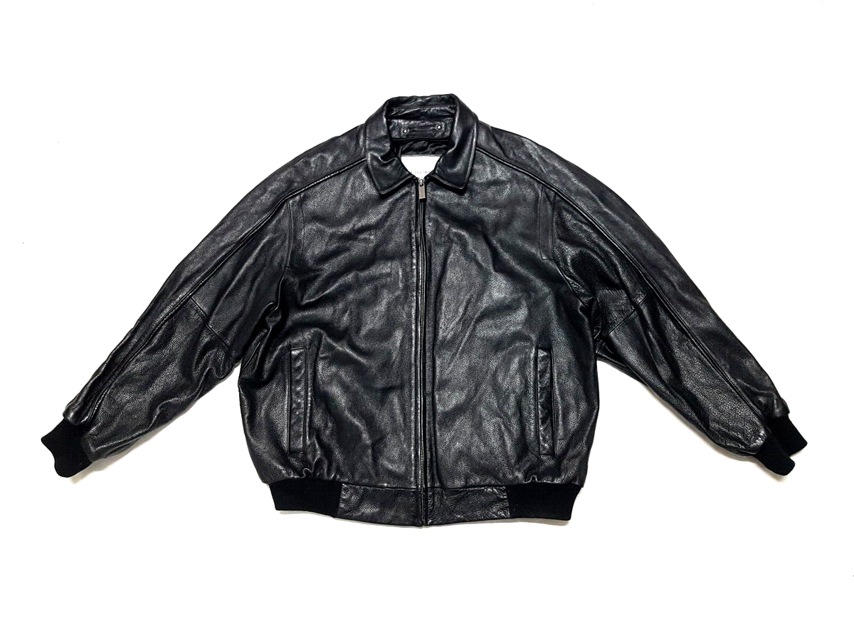 WILSON LEATHER M. JULIAN MJ-79 BLACK LEATHER BOMBER JACKET SIZE L