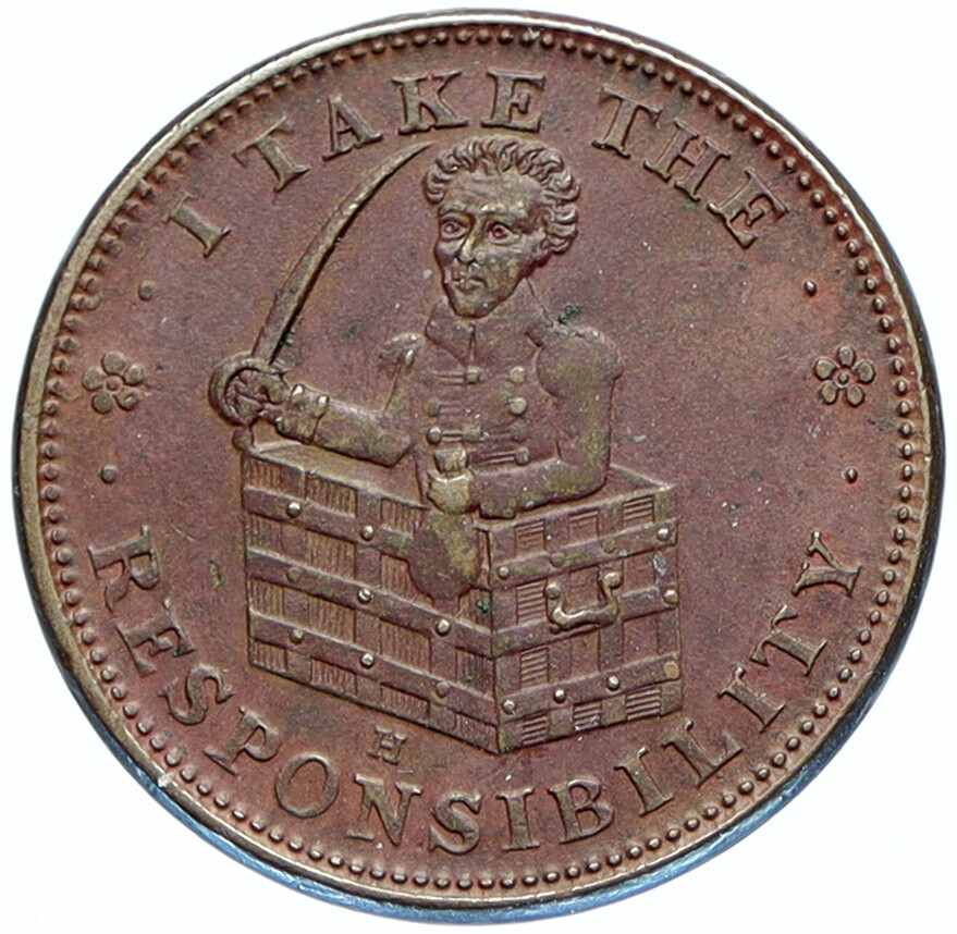 1833 Democrat President ANDREW JACKSON VETO Old Hard Times Token