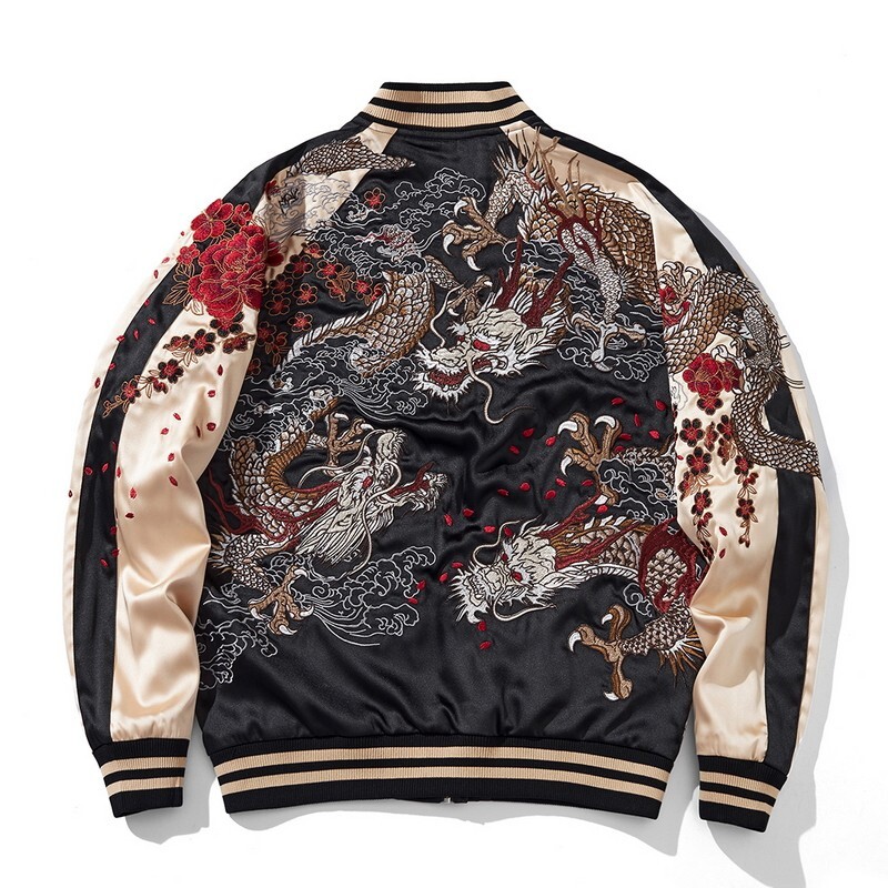 Mens Sukajan Souvenir Jacket Reversible Japanese Pattern