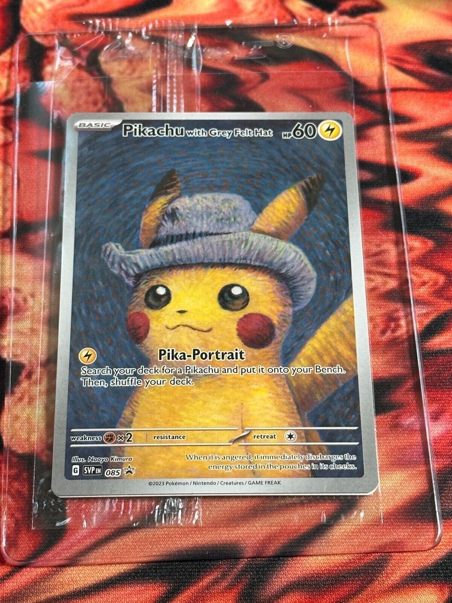 Pokemon Pikachu with Grey Felt Hat Promo Card SVP 085 VAN GOGH
