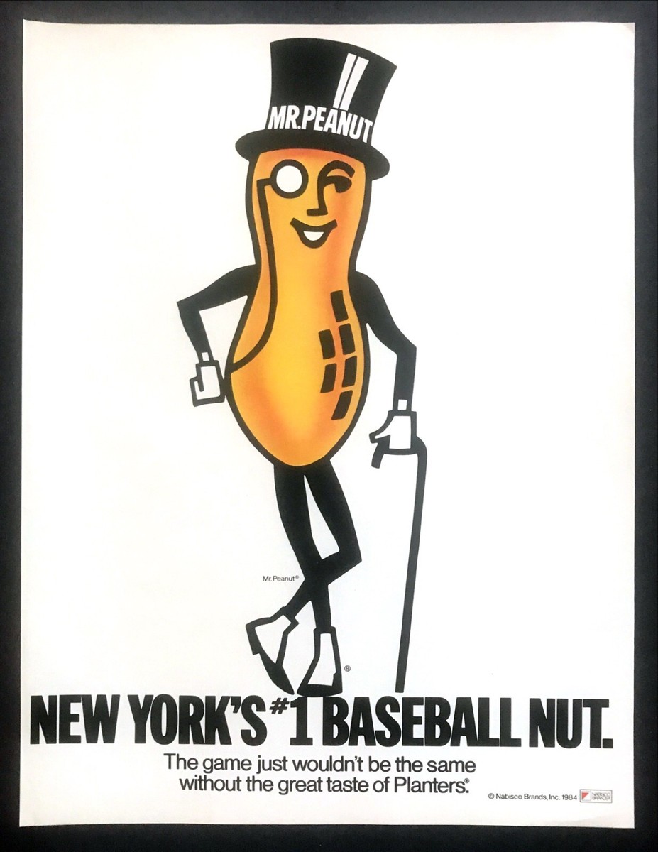 1984 Planters Peanuts 'Mr. Peanut' art New York's #1 Baseball Nut