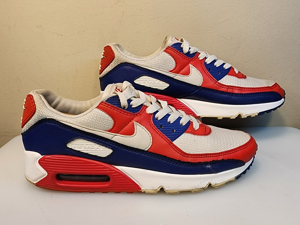 Nike Air Max 90 USA Mens Shoes Deep Royal Red Size 8.5 CW5456-100