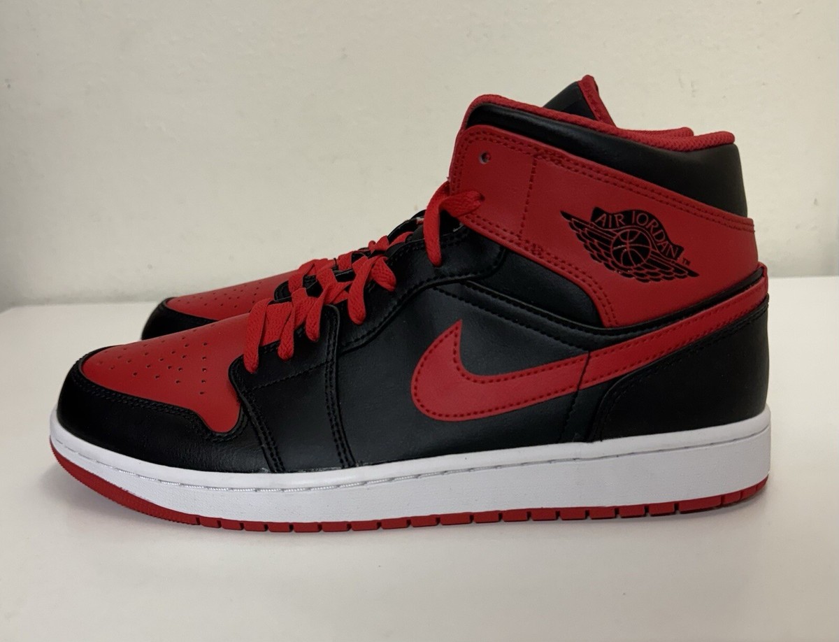 Nike Air Jordan 1 Mid Alternate Bred 2022 Mens Sz 12 Black Red